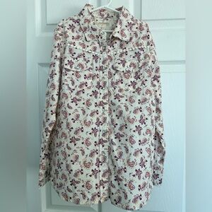 Size large Shawnee Girls western long sleeve shirt shirt.Cream & purple paisley